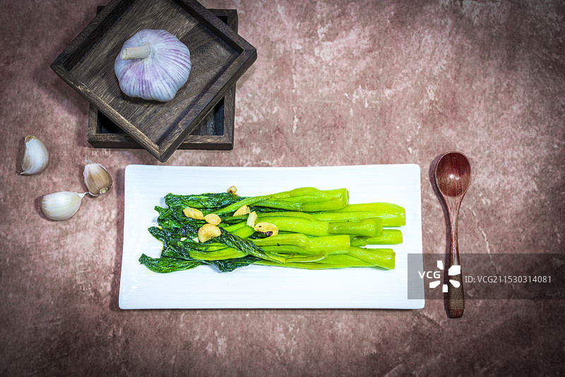 中国传统菜品白灼菜心清新蔬菜健康美食图片素材