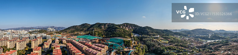 青岛市李沧区围子顶北侧，新海园·米罗湾航拍全景图片素材