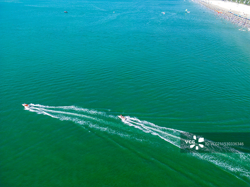 航拍北海银滩风光，广西北海市图片素材