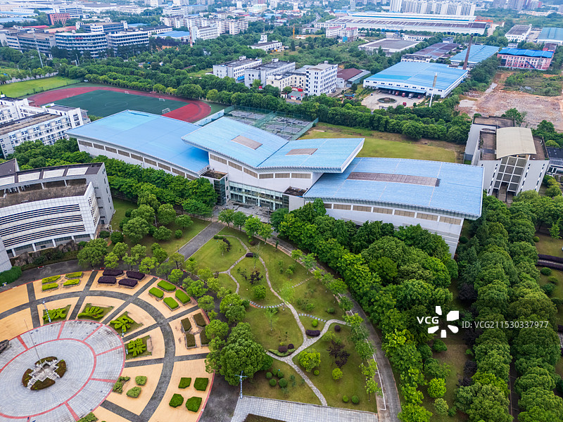 江西南昌江西财经大学麦庐园校区航拍，合法报备图片素材