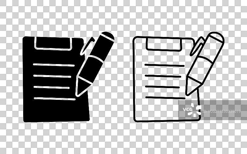 家庭作业图标，填充和轮廓风格图片素材