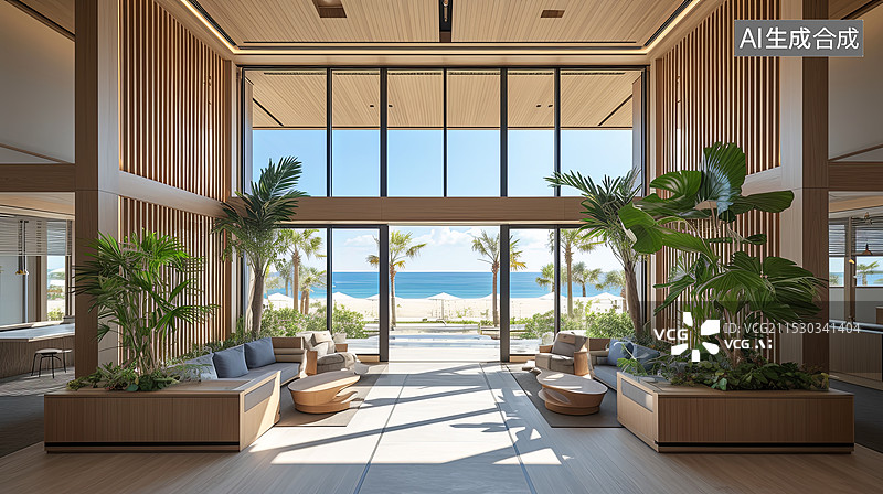 【AI数字艺术】海滨服务公寓的极简设计与奢华氛围图片素材