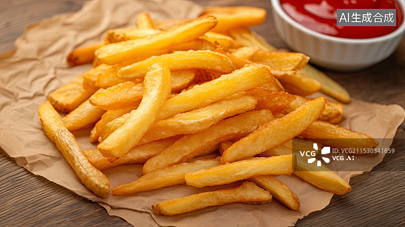 【AI数字艺术】炸薯条与番茄酱图片素材