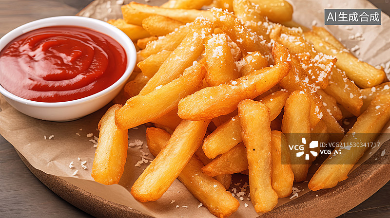 【AI数字艺术】炸薯条与番茄酱图片素材
