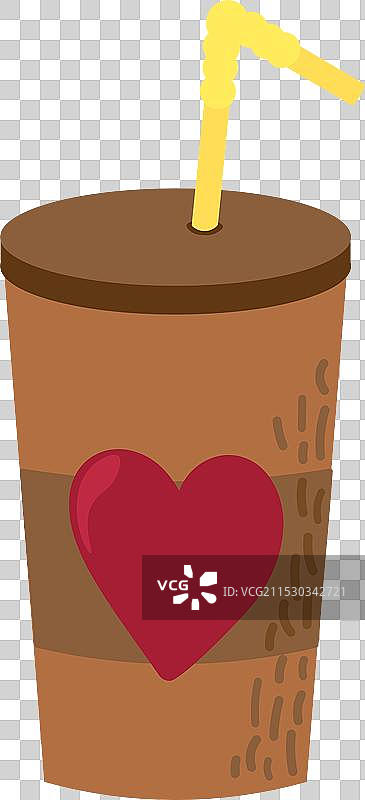 外带咖啡纸杯，带盖和吸管图片素材