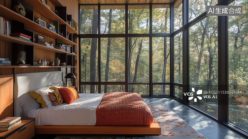 【AI数字艺术】现代极简家居卧室场景图片素材