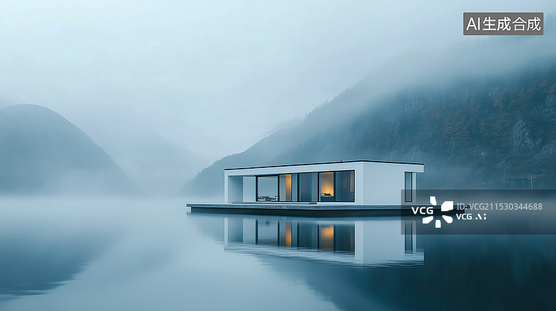 【AI数字艺术】现代极简主义建筑场景图片素材