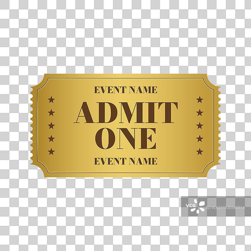 金色票券模板 仅限一人入场图片素材