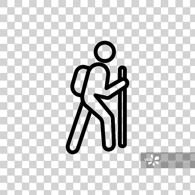 徒步旅行图标集，登山者男性符号，山脉图片素材