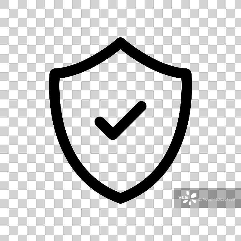 安全或保护的盾牌检查图标集图片素材