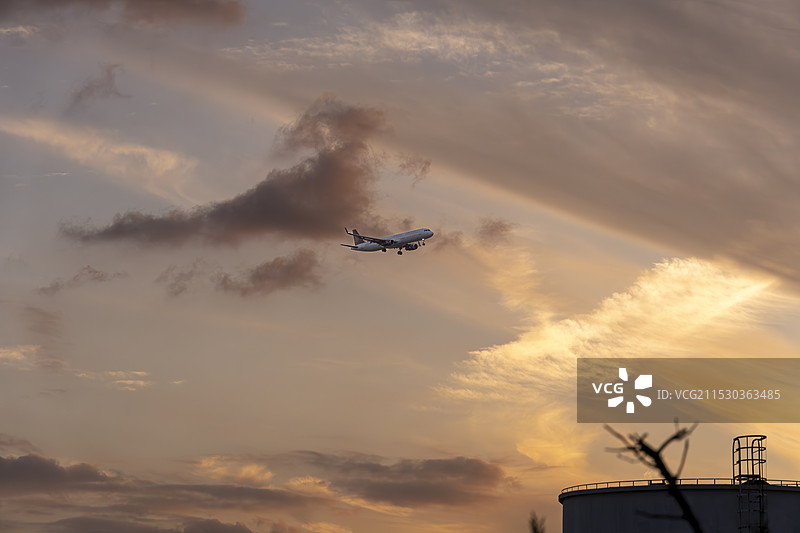 落日飞机图片素材