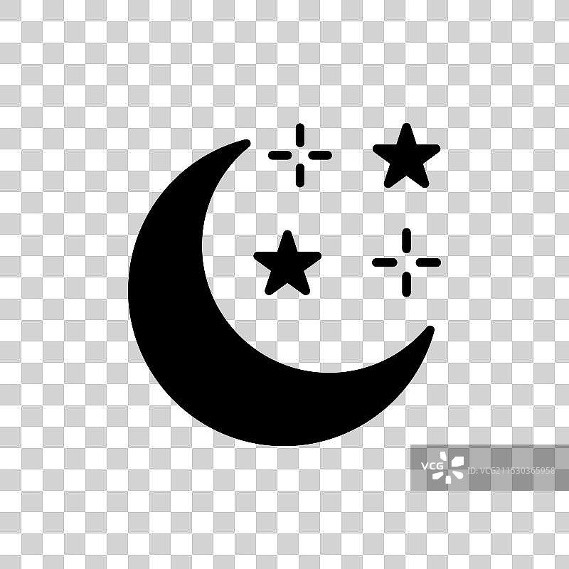 夜空中的月亮与星星图标集图片素材