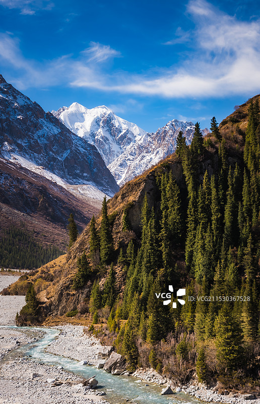 壮丽的雪山冰川河谷景观图片素材