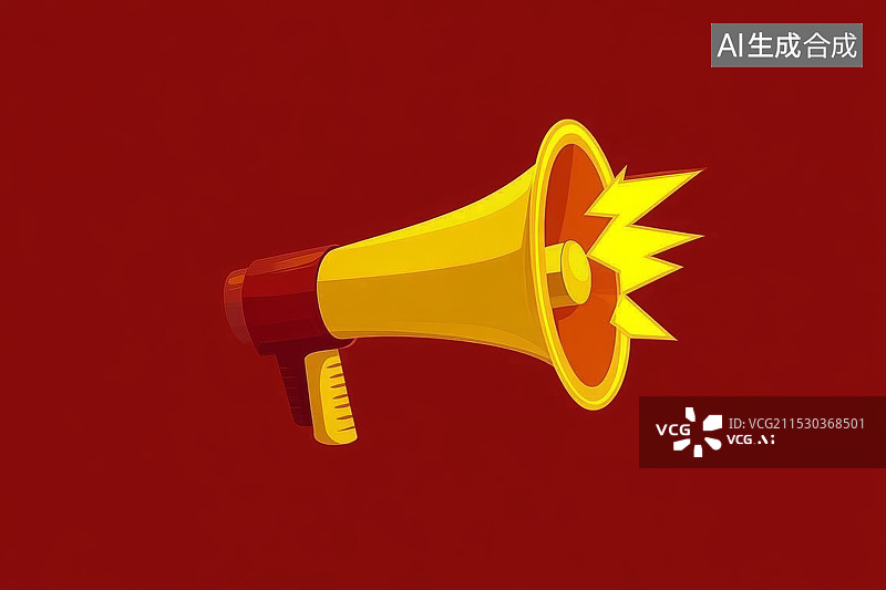 【AI数字艺术】红色背景，小型喇叭扩音器，打折促销宣传广告宣传概念图片素材