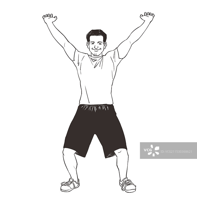 托举姿势的男人素描漫画图片素材