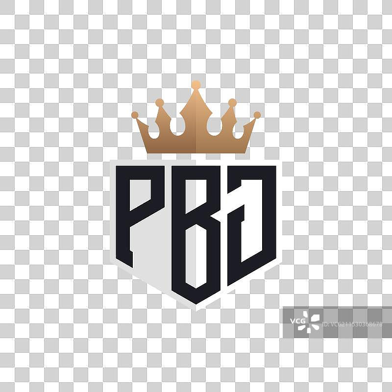 奢华的PBJ标志，配有皇冠和优雅的PBJ首字母图片素材