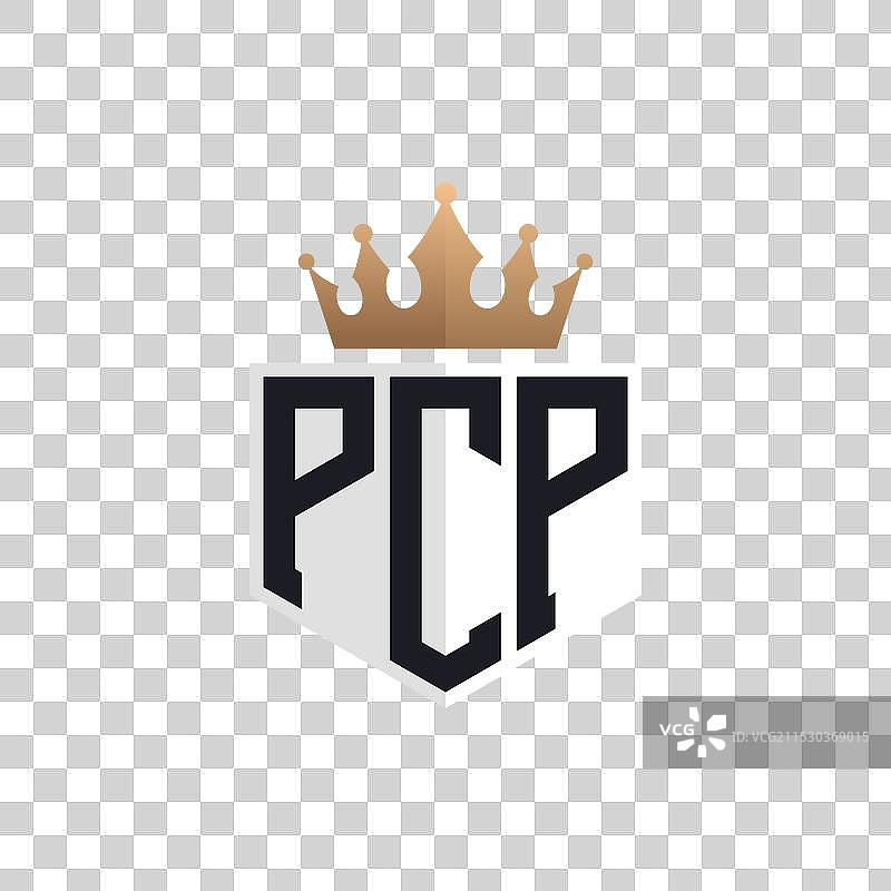 奢华的PCP标志，带有皇冠和优雅的首字母PCP图片素材