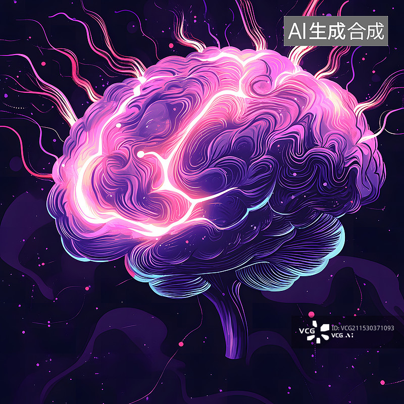【AI数字艺术】大脑神经网络脑电波图片素材