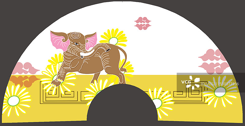 传统文化象元素折扇插画设计图片素材