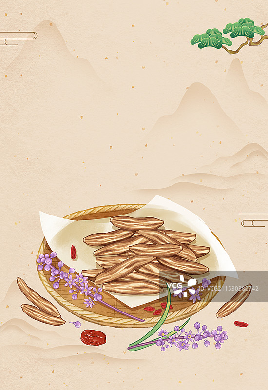 中国传统文化中医养生中草药药材医疗用品之麦门冬麦冬插画图片素材
