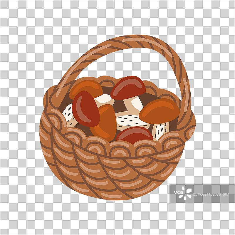 孤立元素：一个柳条编织的篮子图片素材