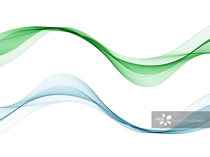 一组彩色波浪抽象绿蓝色线条图片素材