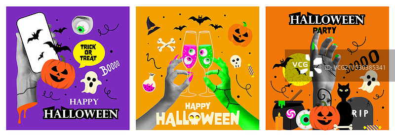 万圣节3的拼贴海报设计图片素材