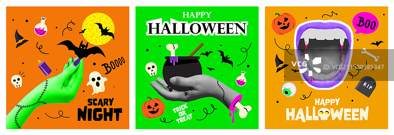 万圣节5的拼贴海报设计图片素材