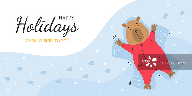 带有搞笑水豚的节日快乐贺卡图片素材