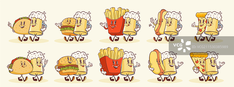 复古的摇滚啤酒与街头小吃零食图片素材