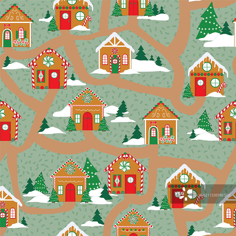 传统红绿姜饼屋图片素材