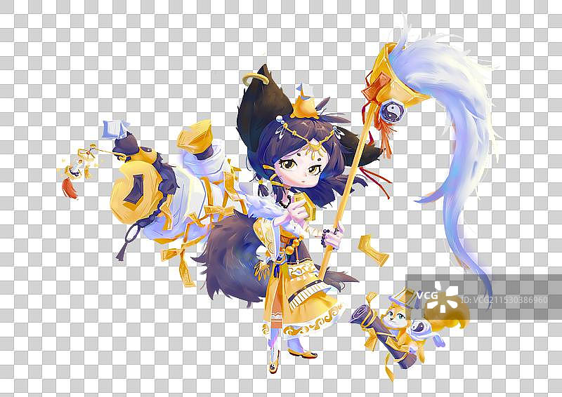 俏皮小仙童与她的灵宠图片素材