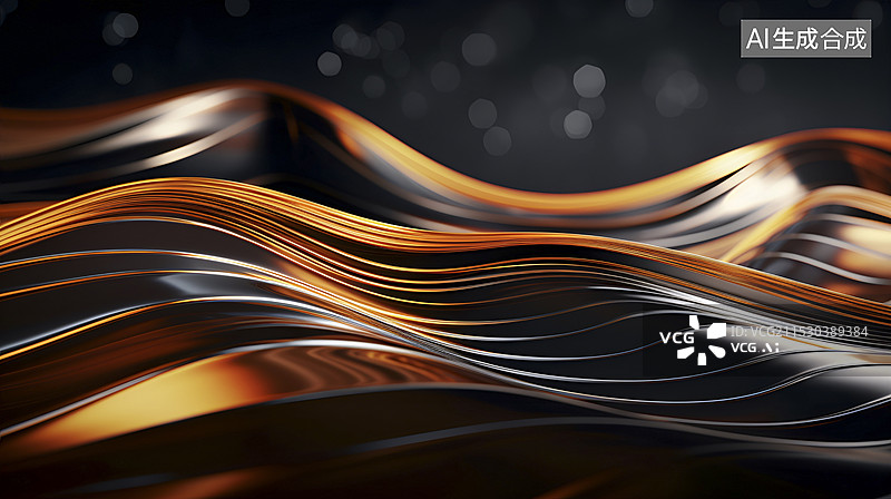 【AI数字艺术】黑金风格的水波背景图片素材