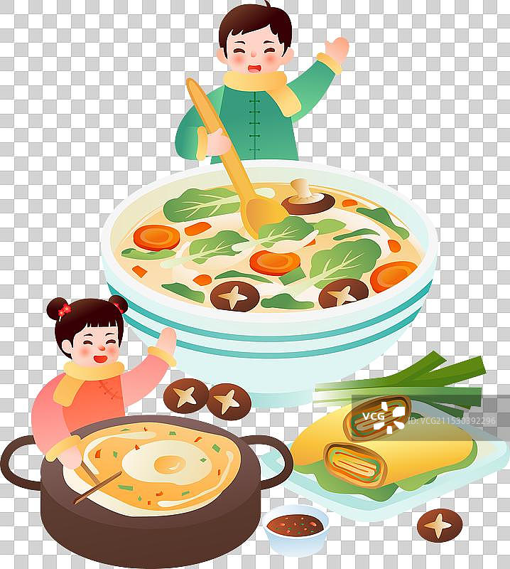 正月初七 人寿年丰 吃七宝羹 摊煎饼图片素材