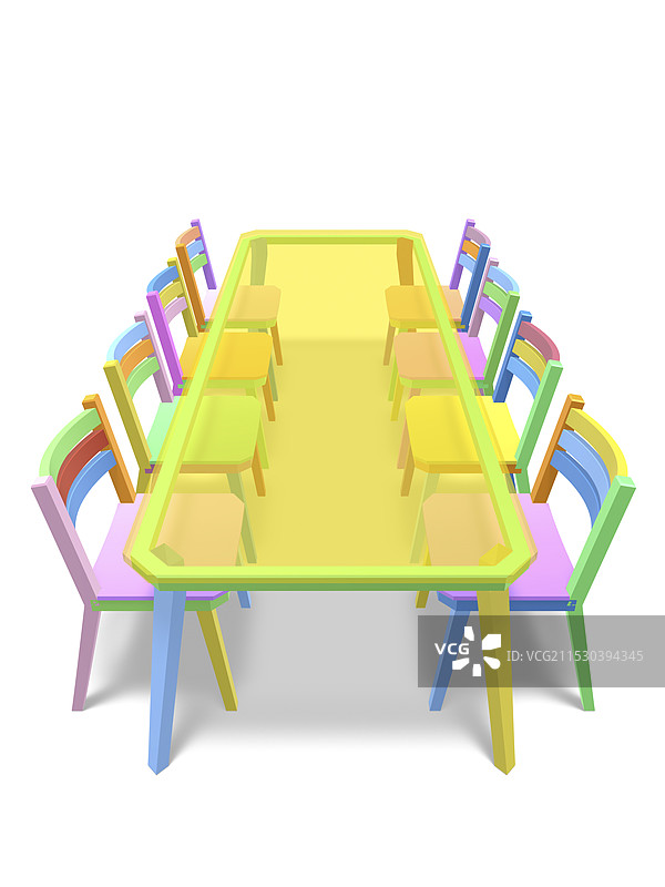 五颜六色的椅子和桌子图片素材