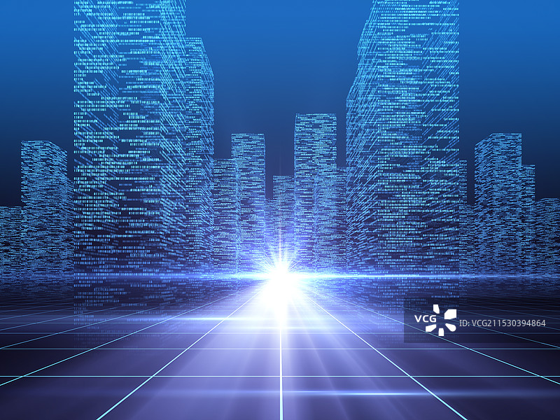 由光芒和数字组成的建筑物图片素材