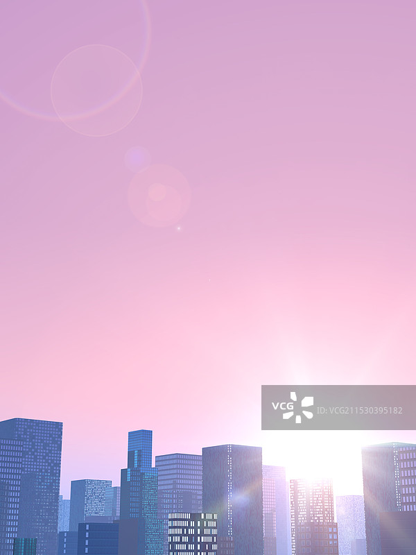 清晨阳光下的城市风景图片素材