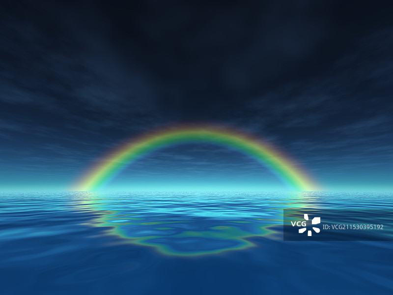 水面上的夜间彩虹图片素材