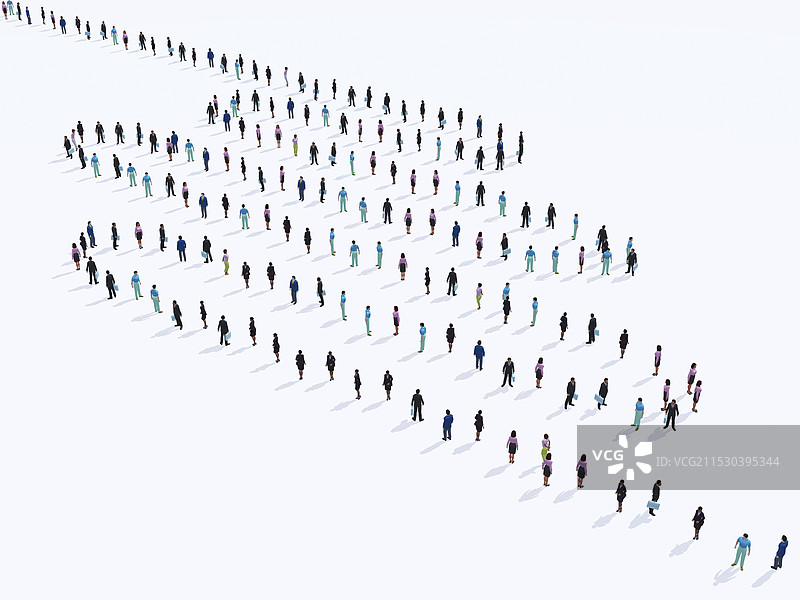 人群在一排中漫步且间隔均匀图片素材