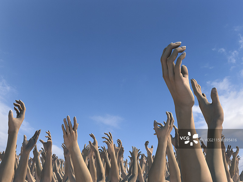 人群举手相握图片素材