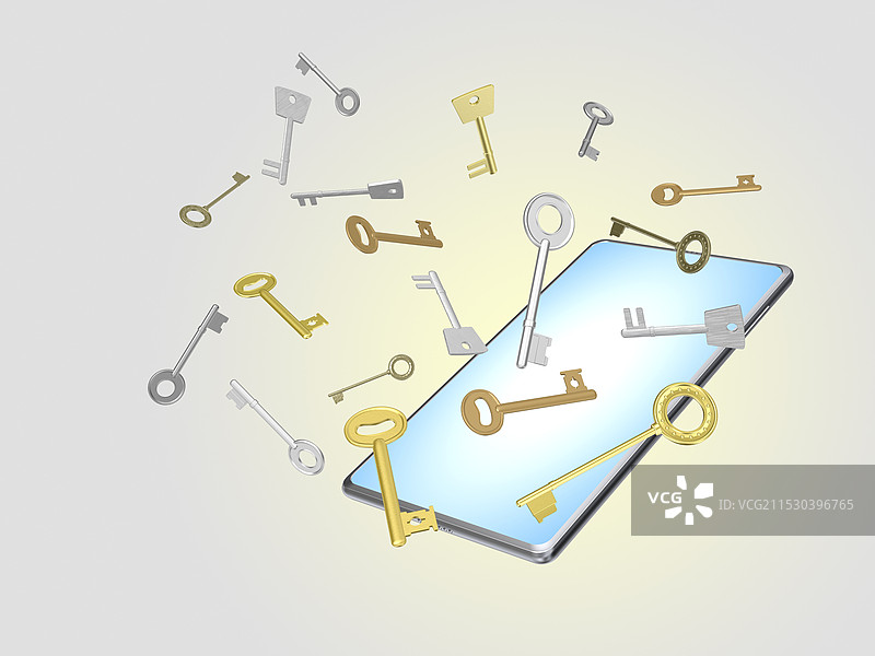 智能手机和钥匙图片素材