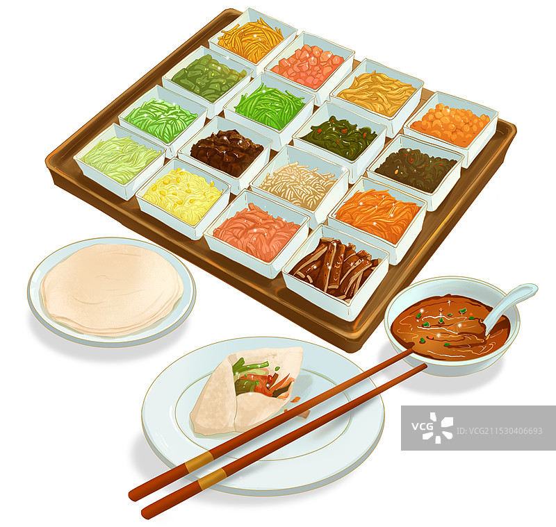 寻味贵州美食之丝娃娃插画图片素材