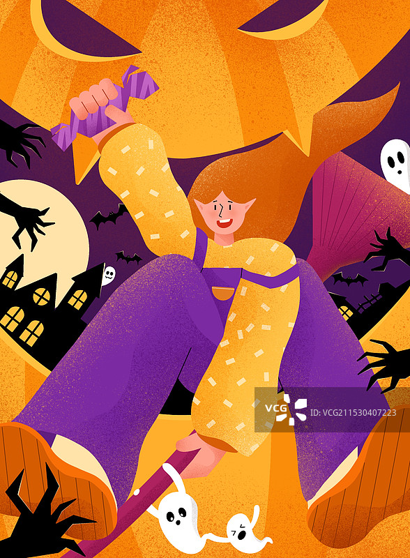 万圣节扁平风创意插画图片素材