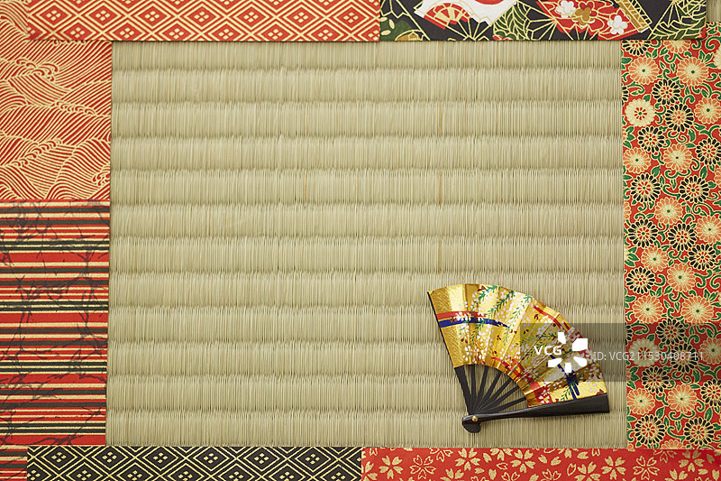和纸、榻榻米和扇子图片素材