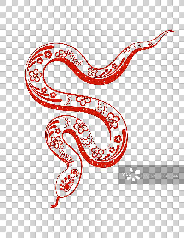 2025蛇年剪纸风矢量插画图片素材