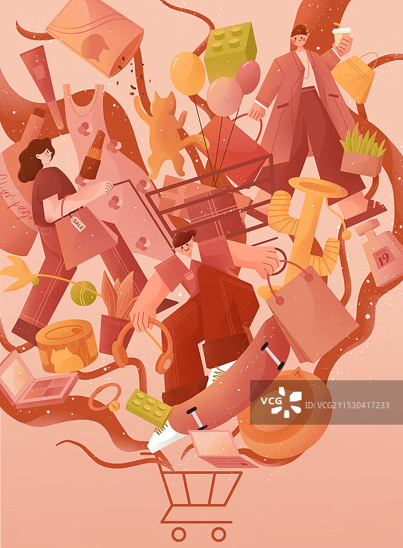 购物扁平风创意插画图片素材