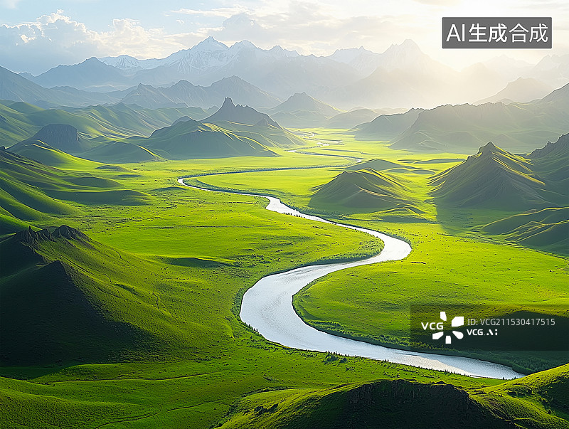 【AI数字艺术】高空俯看山川大地图片素材