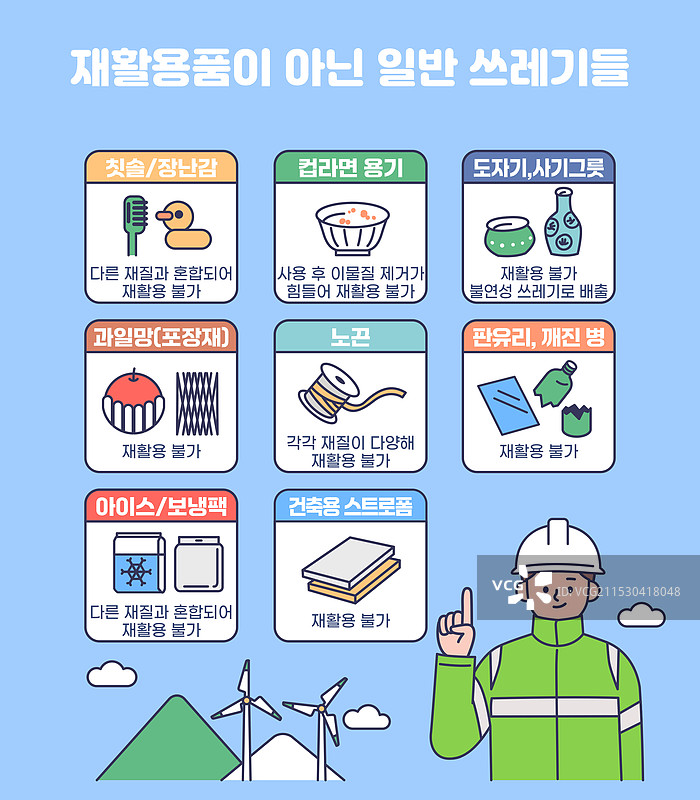 环境保护，垃圾，回收，分类，环卫工人，牙刷，方便面，陶瓷，包装，绳子，碎玻璃，冰袋，聚苯乙烯图片素材