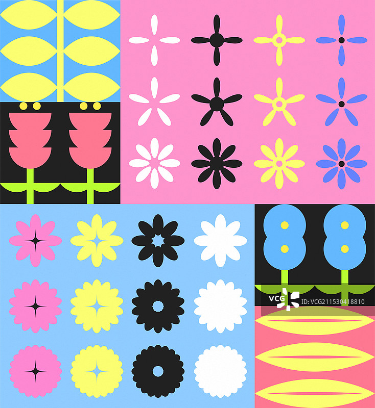 插图，花，形状，几何形状图片素材