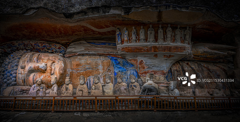 大足石刻 卧佛图片素材